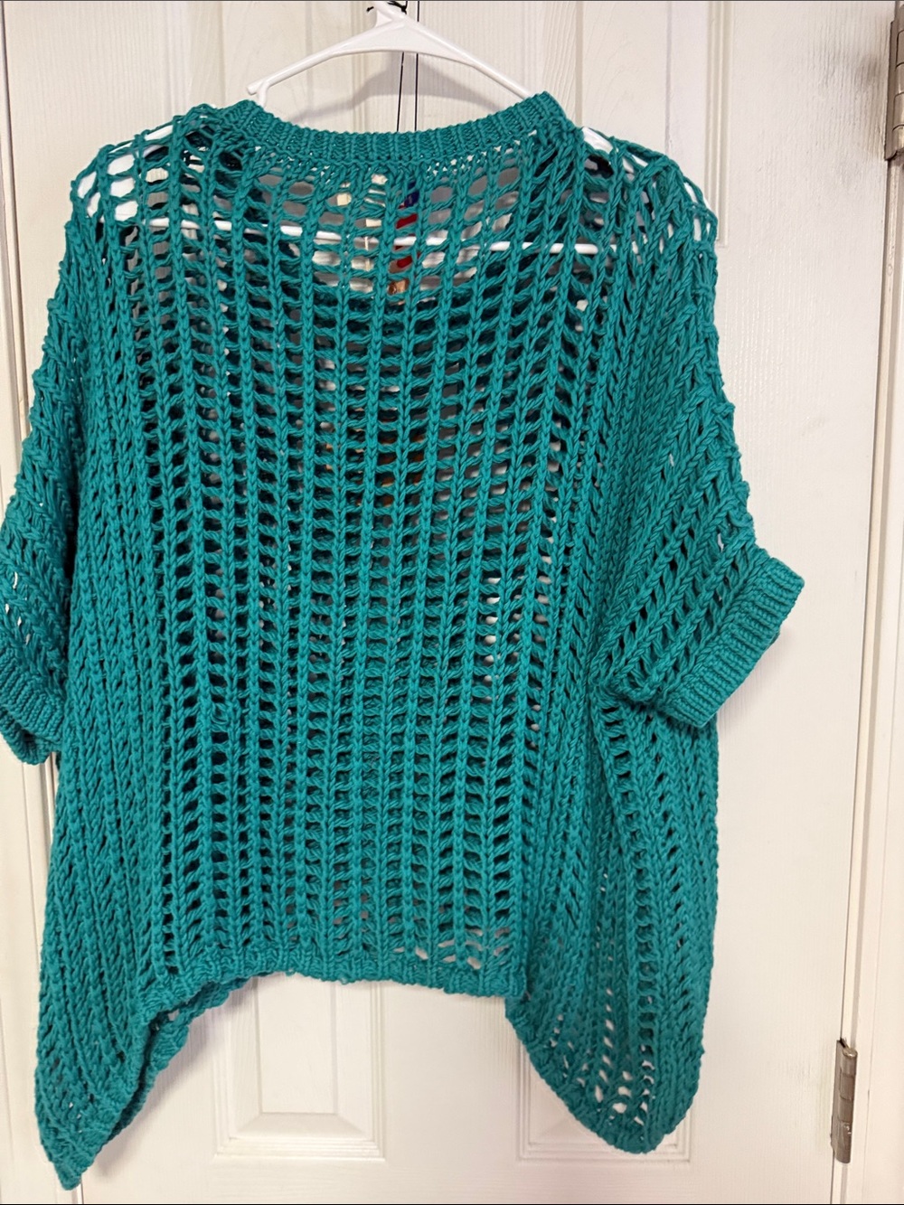 BiBi Open-Weave Crewneck Sweater in Teal Green - Picture 4 of 4